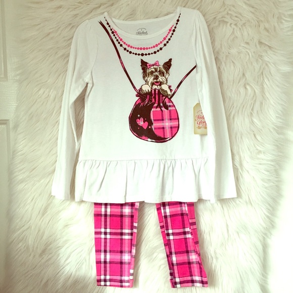 Faded Glory Other - NEW FADED GLORY Yorkie puppy legging top girls 5